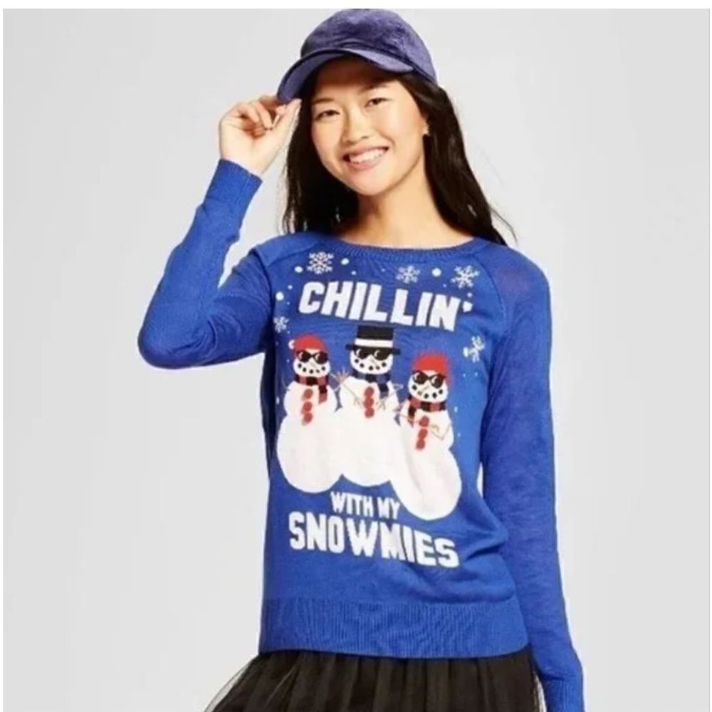 Chillin'‎ With My Snowmies Ugly Christmas Sweater -- Juniors XL